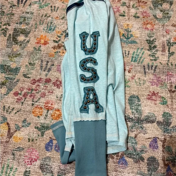 Double D Ranch Light Blue Long Sleeve Flag Tee - Picture 4 of 6